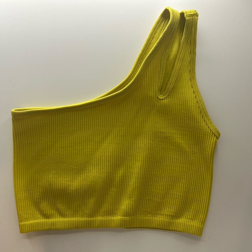 Aerie Green Crop Top with Stretchy Ribbed Fabric